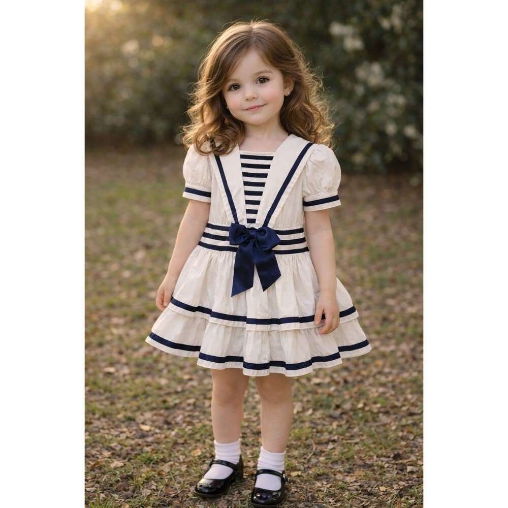 Vintage Allison Ann 4 Nautical Sailor Boat Dress Union Made In USA Coastal Cute